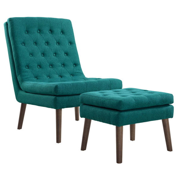 Modway Modify Upholstered Lounge Chair And Ottoman EEI-2988-TEA