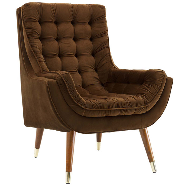 Modway Suggest Button Tufted Upholstered Velvet Lounge Chair EEI-3001-BRN