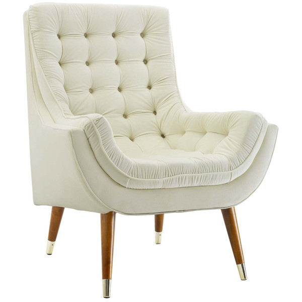 Modway Suggest Button Tufted Upholstered Velvet Lounge Chair EEI-3001-IVO