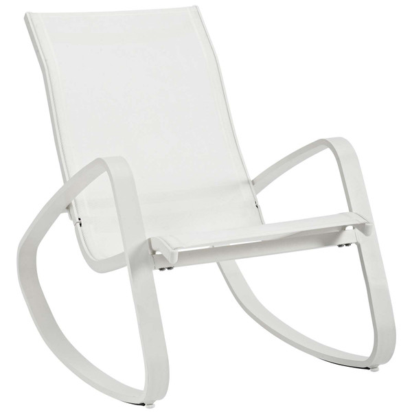 EEI-3027-WHI-WHI Traveler Rocking Outdoor Patio Mesh Sling Lounge Chair By Modway
