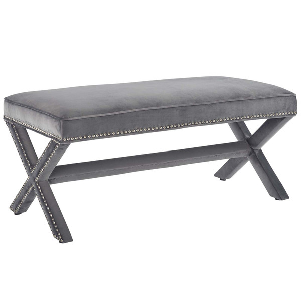 Modway Rivet Upholstered Velvet Bench EEI-3067-GRY