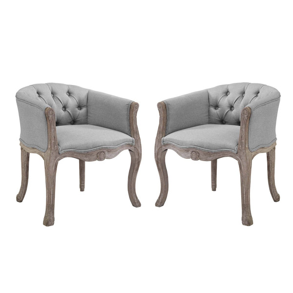 Best Modway Crown Vintage French Upholstered Fabric Dining Armchair Set Of 2