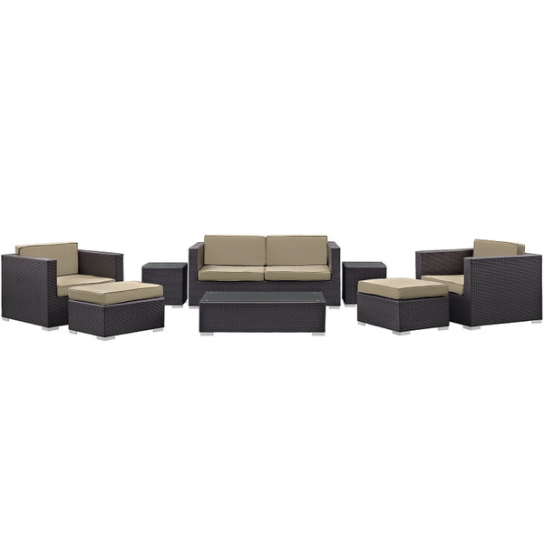 Modway Venice 8-Piece Outdoor Patio Sofa Set - Espresso/Mocha EEI-610