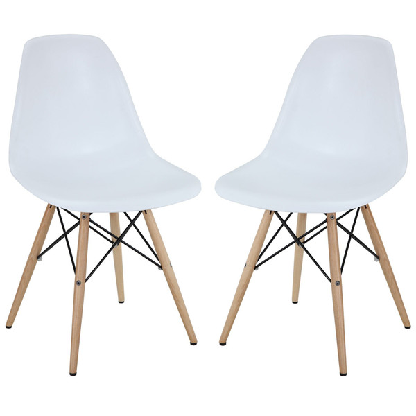 Modway Pyramid Dining Side Chairs - Set Of 2 - White EEI-928-WHI