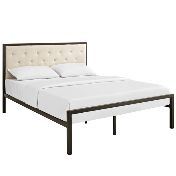 Modway Mia Queen Fabric Bed - Brown/Beige MOD-5182-BRN-BEI-SET