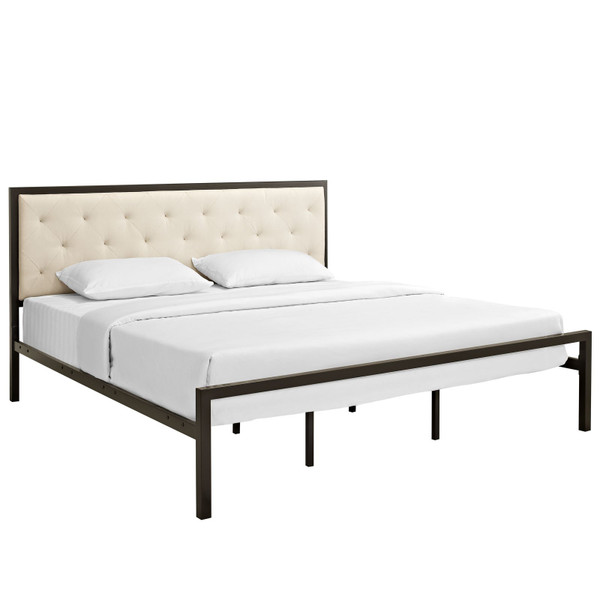 Modway Mia King Fabric Bed - Brown/Beige MOD-5184-BRN-BEI-SET
