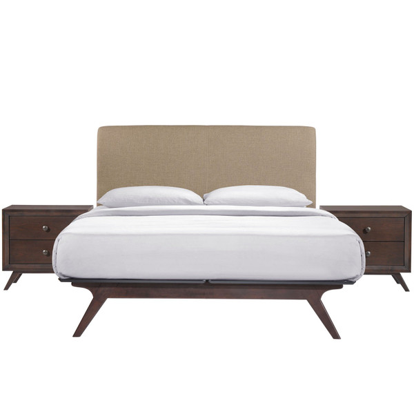 Modway Tracy 3 Piece Queen Bedroom Set Cappuccino/Latte MOD-5261-CAP-LAT-SET