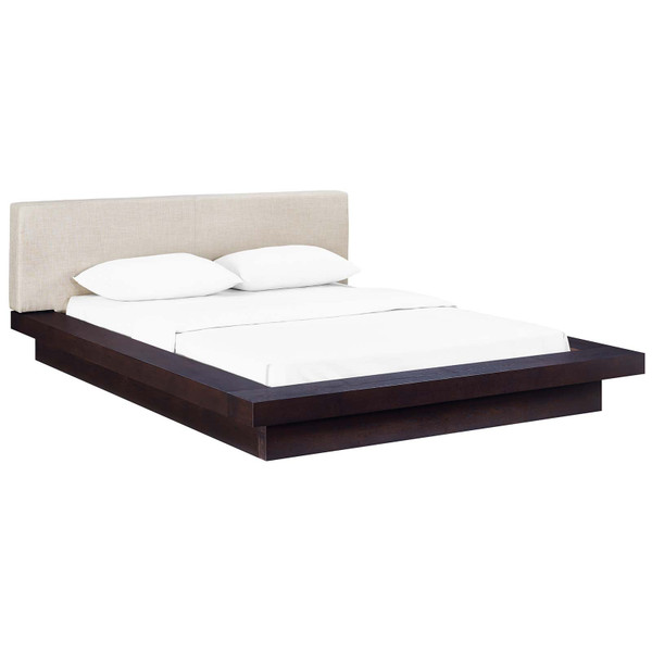 Modway Freja Queen Fabric Platform Bed - Cappuccino/Beige MOD-5721-CAP-BEI-SET