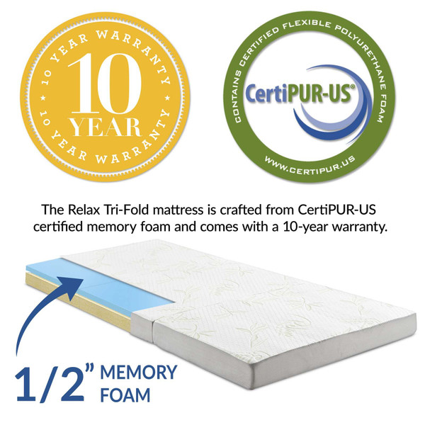 Modway Relax 39 X 75 X 4 (Twin) Tri-Fold Mattress - White MOD-5782-WHI