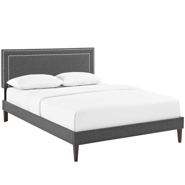 MOD-5921-GRY Virginia Full Fabric Platform Bed With Squared Tapered Legs By Modway