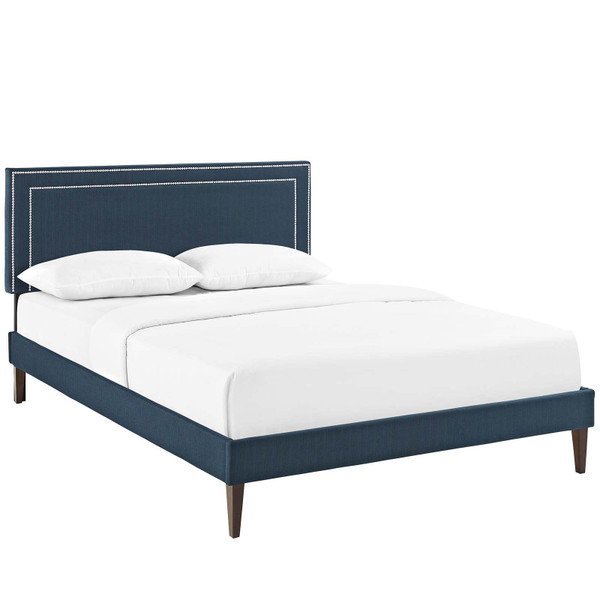 MOD-5925-AZU Virginia King Platform Bed With Squared Tapered Legs By Modway