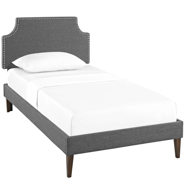 Modway Corene Twin Fabric Platform Bed With Squared Tapered Legs MOD-5951-GRY