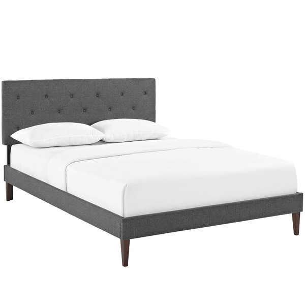 MOD-5987-GRY Tarah Queen Platform Bed With Squared Tapered Legs By Modway