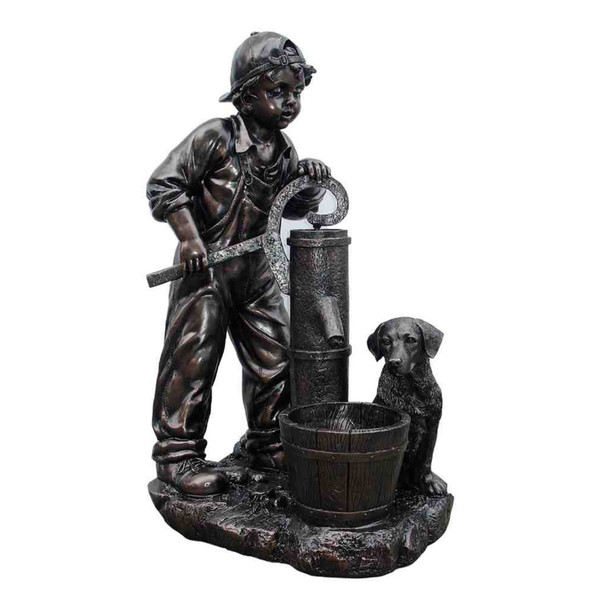 Boy Pumping Water Fountain 12005879