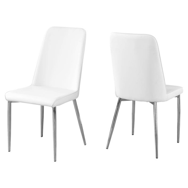 Monarch Dining Chair- 2 Piece- 37"H- White Leather-Look- Chrome I 1033