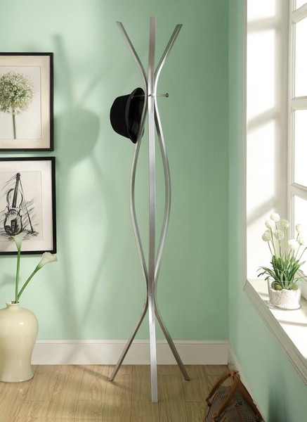 Monarch Coat Rack - 72"H - Silver Metal Contemporary Style I 2015