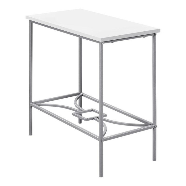 Monarch Accent Table - 22"H - White - Silver Metal I 2077