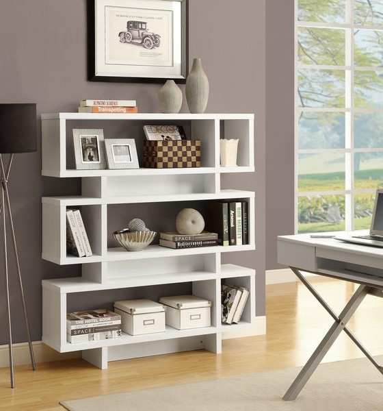 Monarch Bookcase - 55"H - White Modern Style I 2532