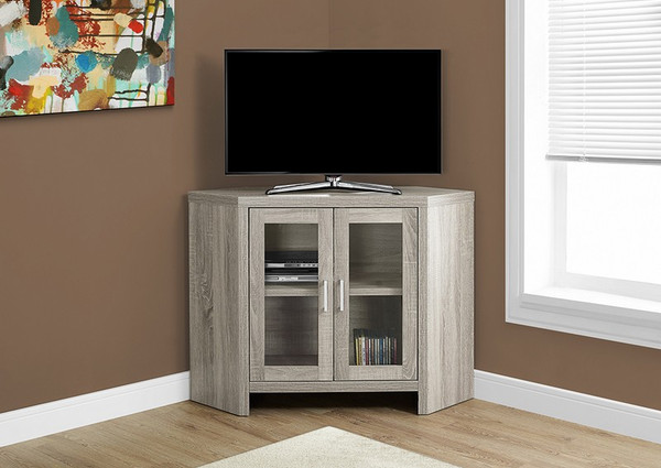 Monarch Tv Stand - 42"L / Dark Taupe Corner With Glass Doors I 2701
