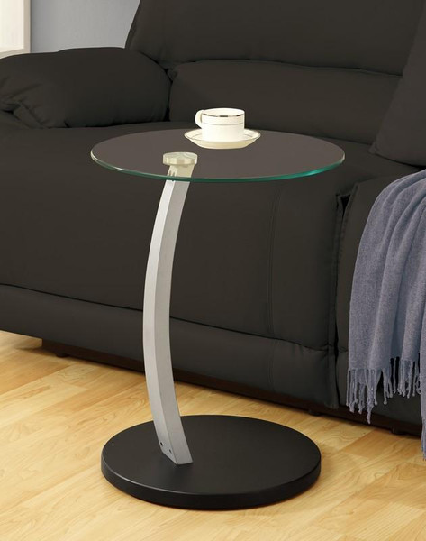 Monarch Accent Table - Black - Silver With Tempered Glass I 3009