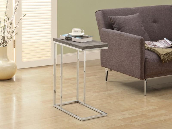 Monarch Accent Table - Dark Taupe With Chrome Metal I 3253