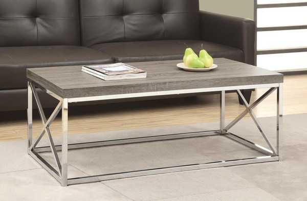 Monarch Coffee Table - Dark Taupe With Chrome Metal I 3258