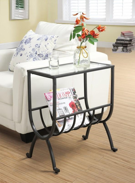 Monarch Accent Table - Stardust Brown Metal With Tempered Glass I 3308