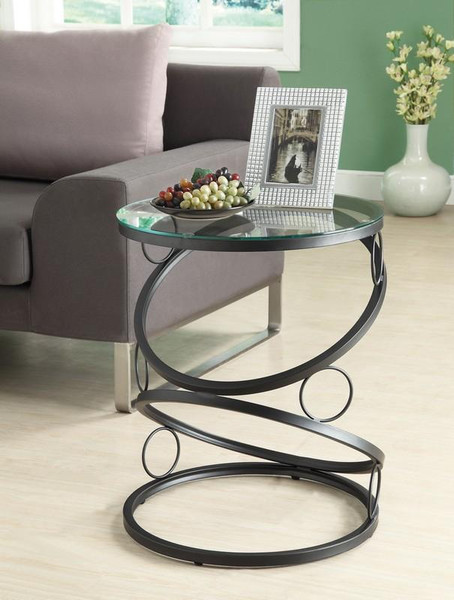 Monarch Accent Table - Matte Black Metal With Tempered Glass I 3317