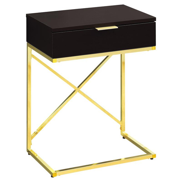 Monarch Accent Table - 24"H - Cappuccino - Gold Metal I 3476