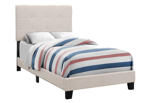 Monarch Twin Size Bed - Beige Linen I 5921T