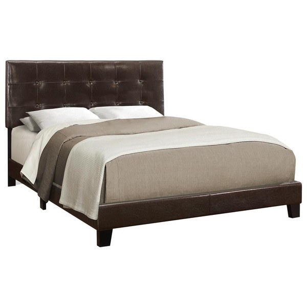 Monarch Queen Size Bed - Dark Brown Leather-Look I 5922Q