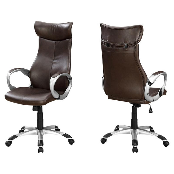 Monarch Office Chair - Brown Leather-Look - High Back Executive I 7289