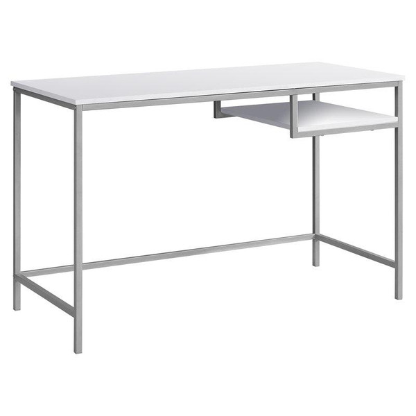 Monarch Computer Desk - 48"L - White - Silver Metal I 7368