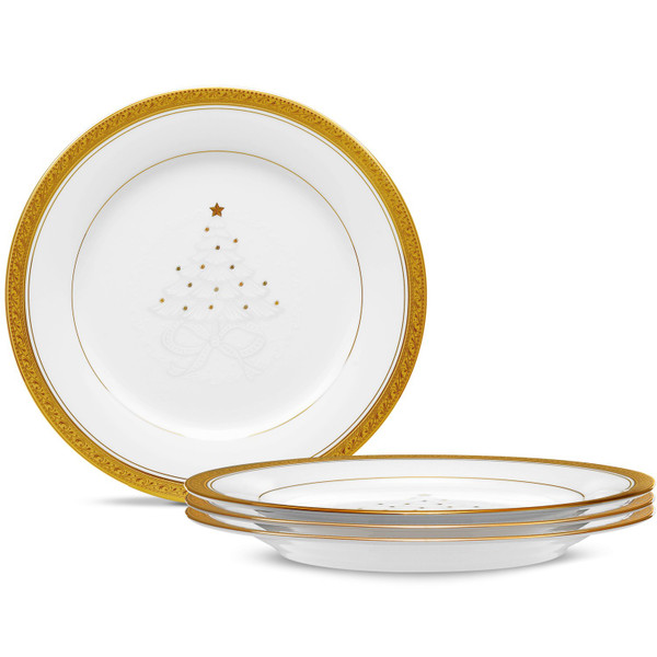 4167-509D Crestwood Gold 9in. Holiday Accent Plates Set Of 4