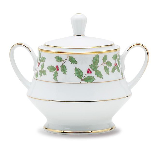 4173-422 Holly And Berry Gold 10-Oz 10-Oz Sugar w/ Cover by Noritake
