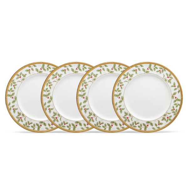 4796-501D Rochelle Gold 9" Holiday Accent/Luncheon Plates Set Of 4