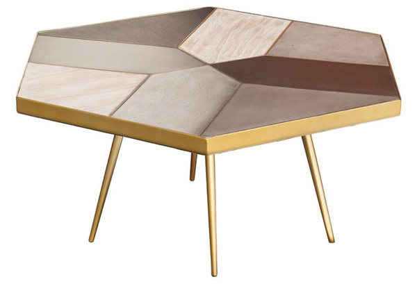 Nuevo Giselle Coffee Table - Concrete Oak/Brass HGAK109