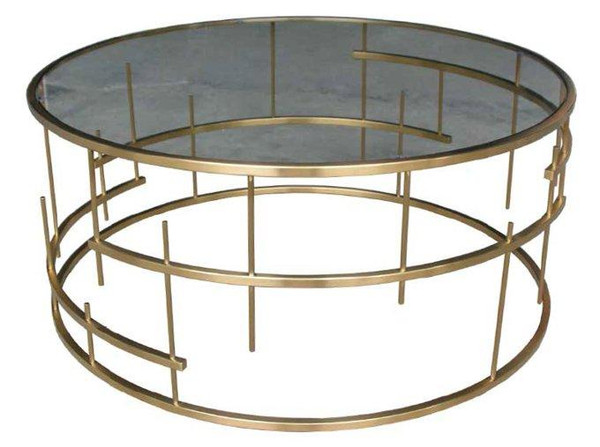 Nuevo Traditional Gold Steel Round Tiffany Coffee Table HGDE159