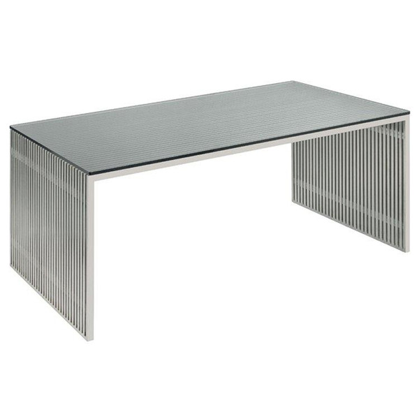 Nuevo Traditional Stainless Steel Rectangle Amici Desk HGDJ197