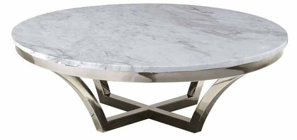 White Marble & Polish Stainless Round Aurora Coffee Table HGTB168