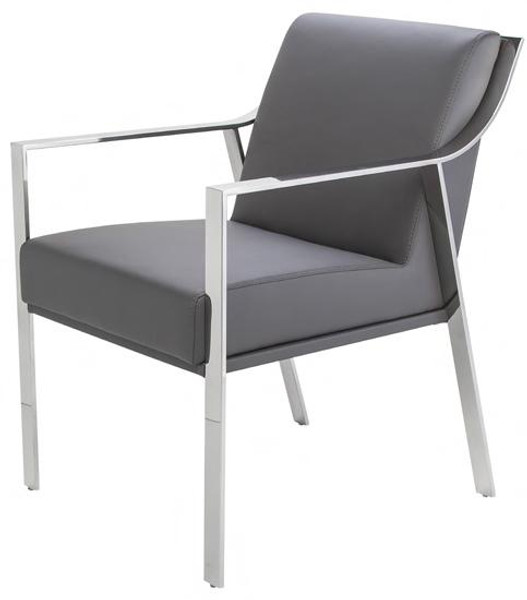 Nuevo Gray Polished Stainless Valentine Dining Chair HGTB245