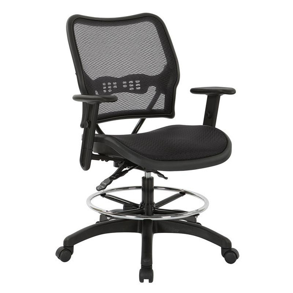 Office Star Deluxe Ergonomic Airgrid Seat & Back Drafting Chair W/ Arms 13-77N30D15