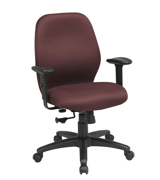 Office Star Mid Back 2-To-1 Synchro Tilt Chair In Icon Burgundy Fabric 3121-227