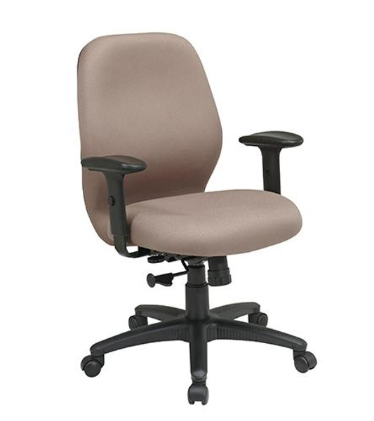 Office Star Mid Back 2-To-1 Synchro Tilt Chair In Icon Taupe Fabric 3121-232