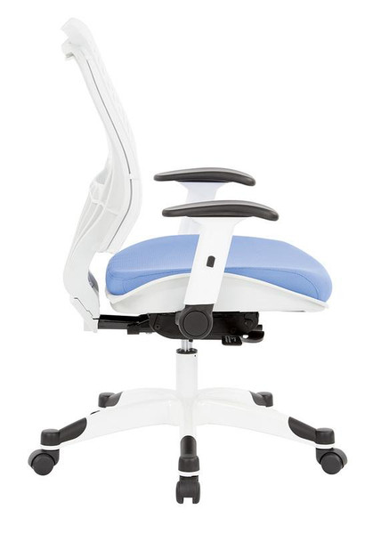 Office Star White Self Adjusting Spaceflex Back Managers Chair - (Dove Sky Fabric)