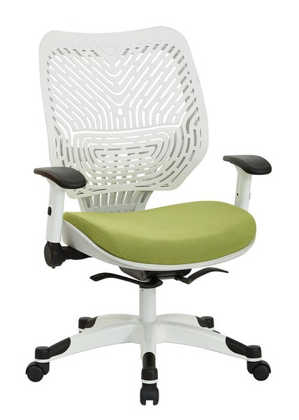 Office Star White Self Adjusting Spaceflex Back Managers Chair - (Dove Olive Fabric)