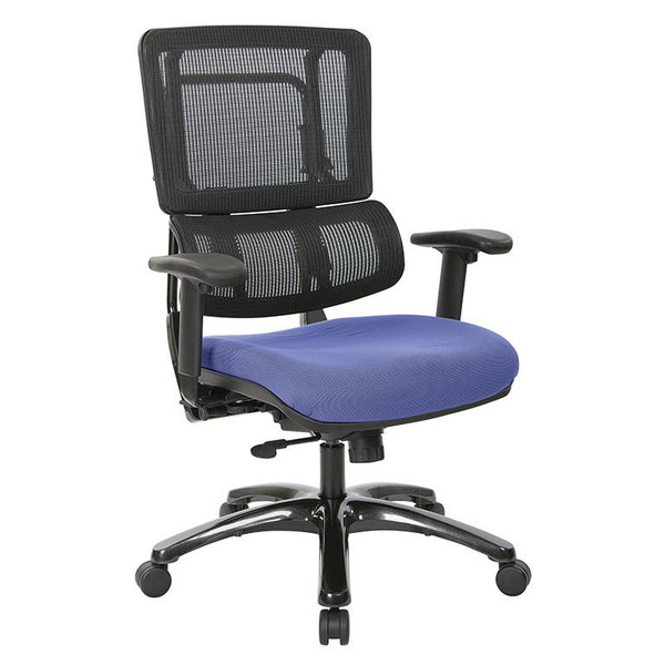 99663B-5877 Vertical Black Mesh Back Chair W/ Shiny Black Base & Custom Fabric Seat