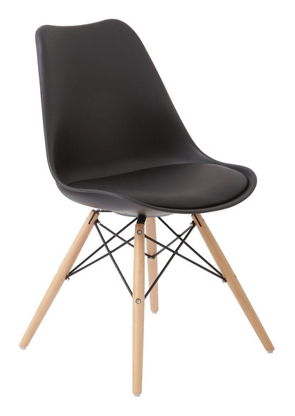 Office Star Allen Guest Chair in Black with Natural Wood Base ALNWG-3