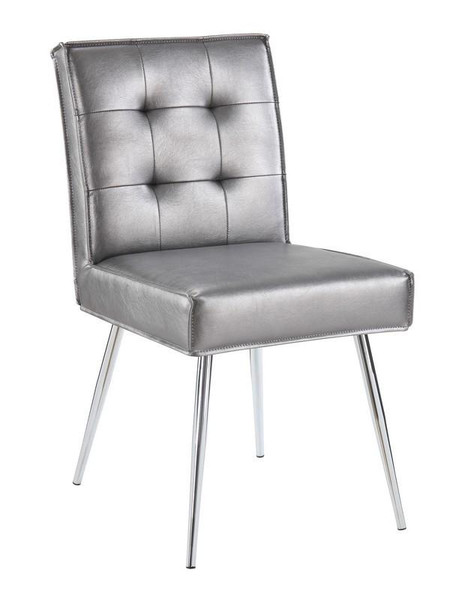 Office Star Amity Tuffed Dining Chair In Sizzle Pewter Fabric AMTD-S52