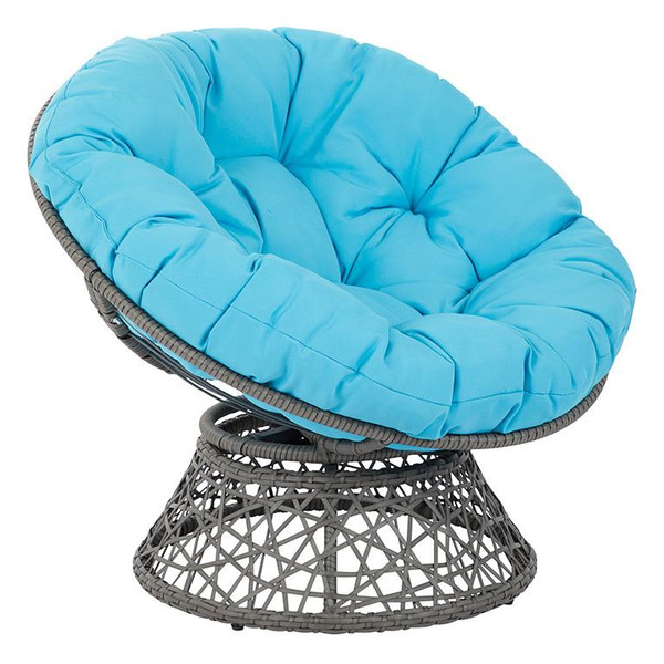 Office Star Papasan Chair With Blue Cushion And Grey Frame BF25292-BL